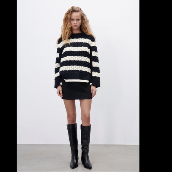 ZARA STRIPED CHUNKY KNIT SWEATER | SIZE: M-L | NWT - Picture 1 of 11